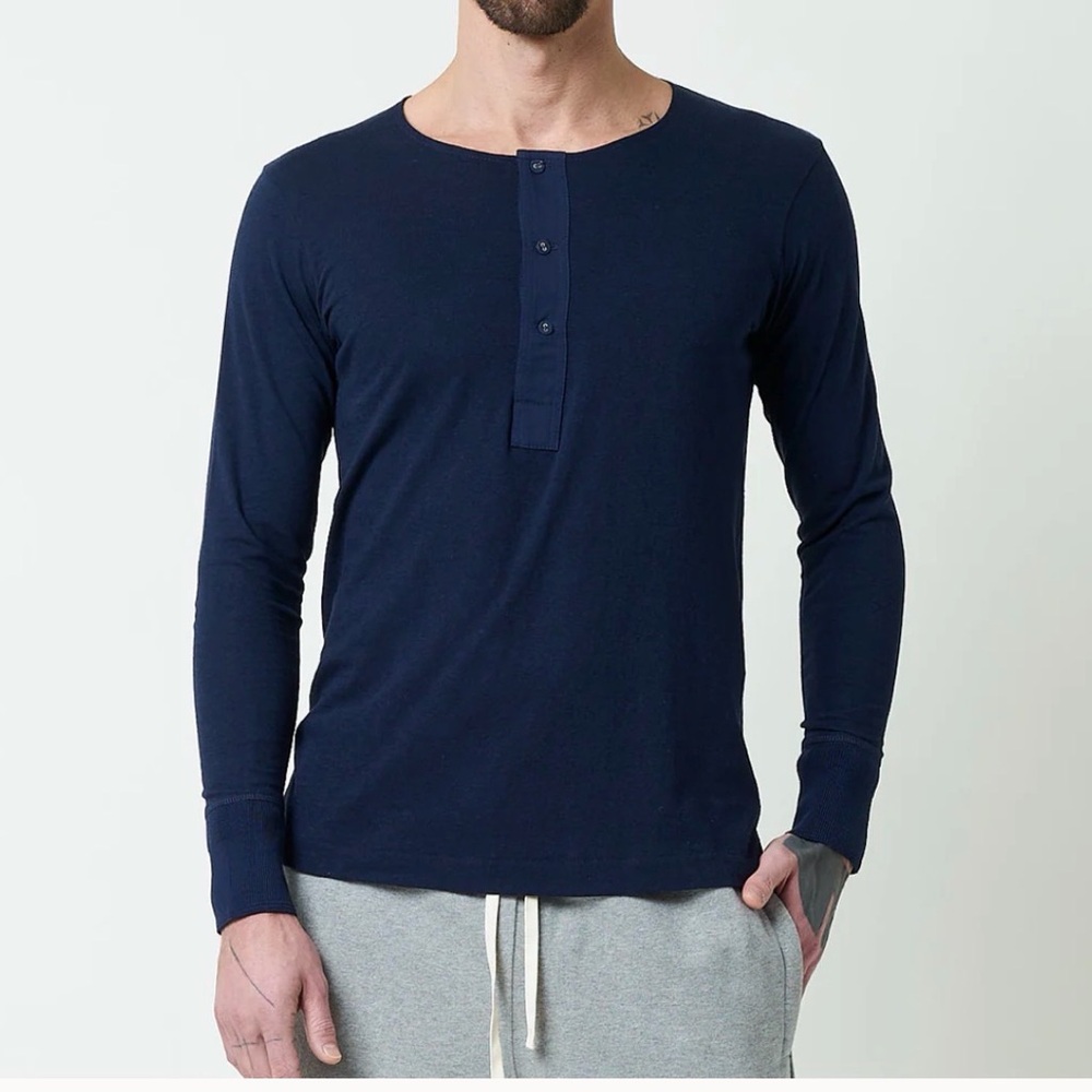 102 LOOPWHEELED MACO-IMIT LONG SLEEVE HENLEY